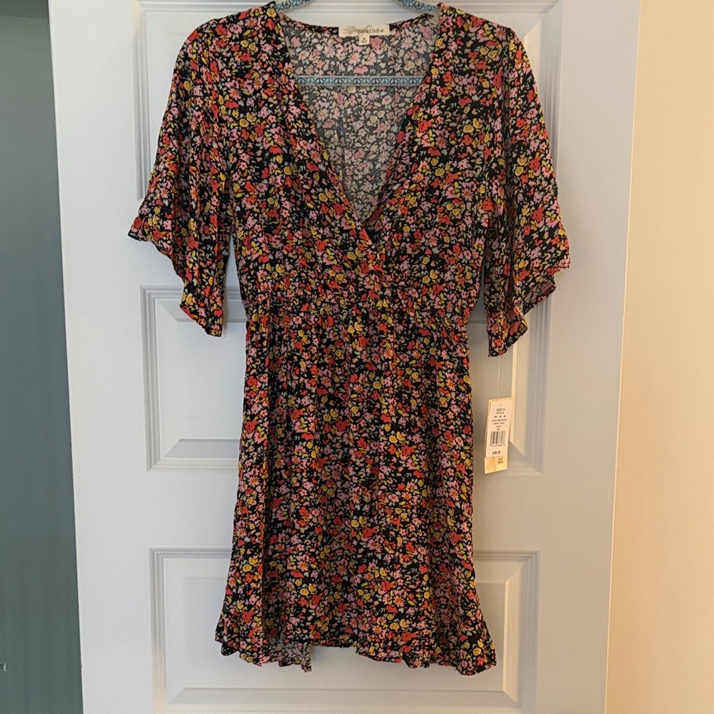 Rewind Black Floral Mini Dress